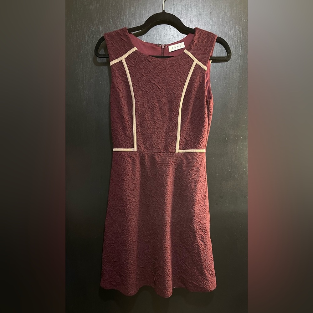 THML Maroon and Tan A Line Work/Cocktail Knee Length Dress
